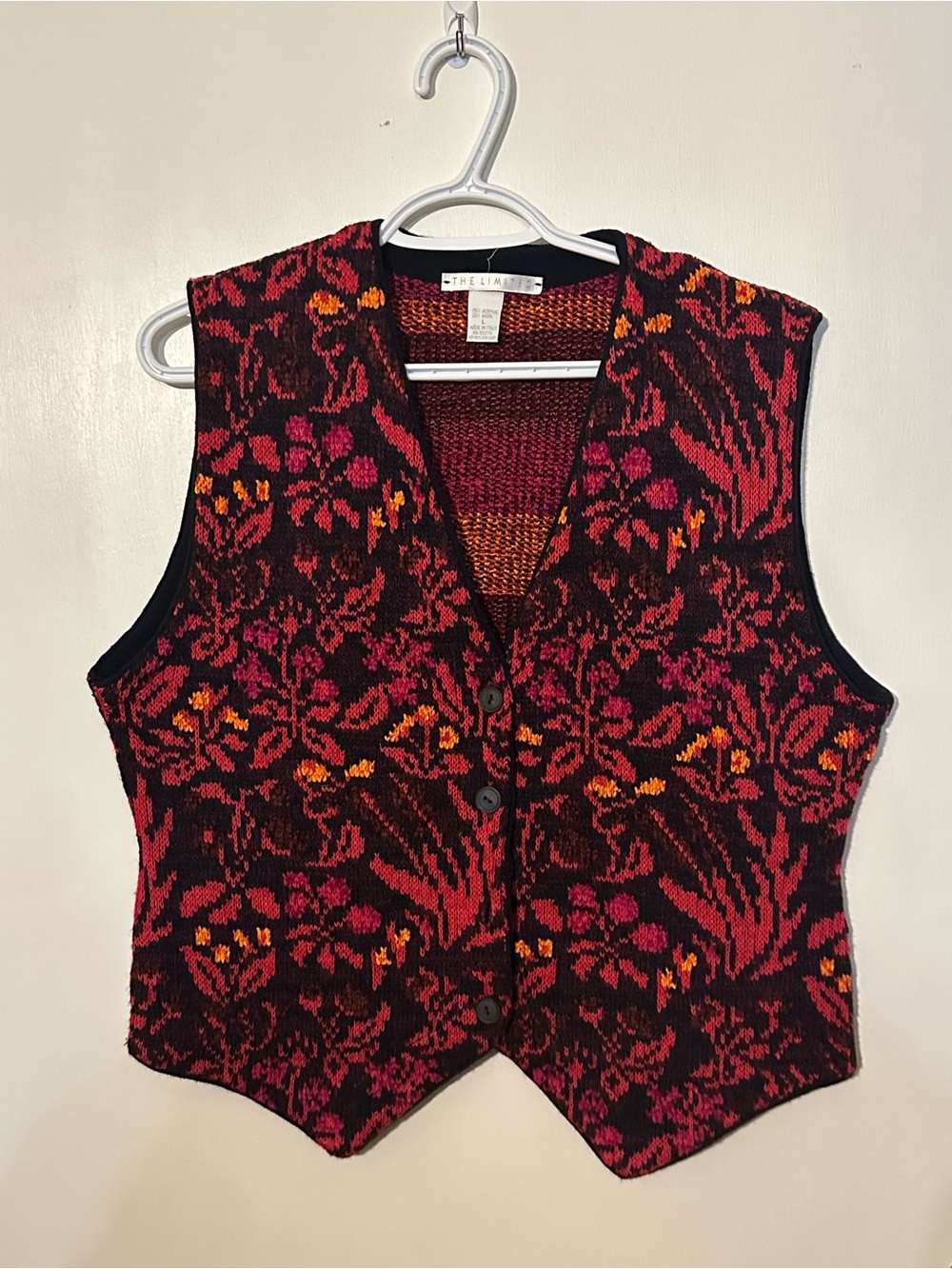 The Limited intact Women's vibrant Floral Knit Button down Vest - wool - large
